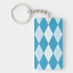 Peacock Blue Argyle Small Diamond Shape Sleutelhanger