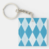 Peacock Blue Argyle Small Diamond Shape Sleutelhanger (Voorkant)