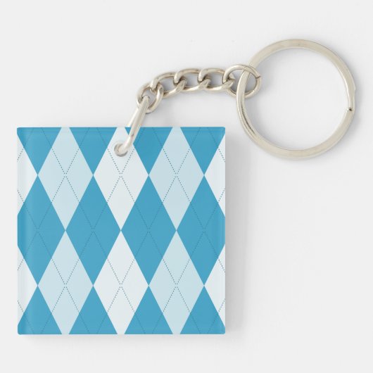Peacock Blue Argyle Small Diamond Shape Sleutelhanger (Achterkant)