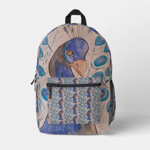 Peacock Blue Bedrukte Rugzak