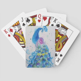 Peacock Blue Bird Waterverf Aqua Palling Cards Pokerkaarten