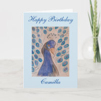 Peacock Blue Birthday Card