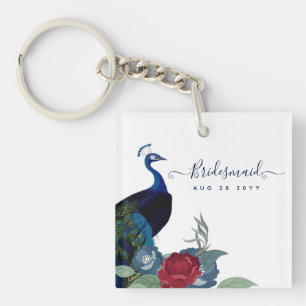 Peacock Blue Burgundy Winter Fall Wedding Sleutelhanger
