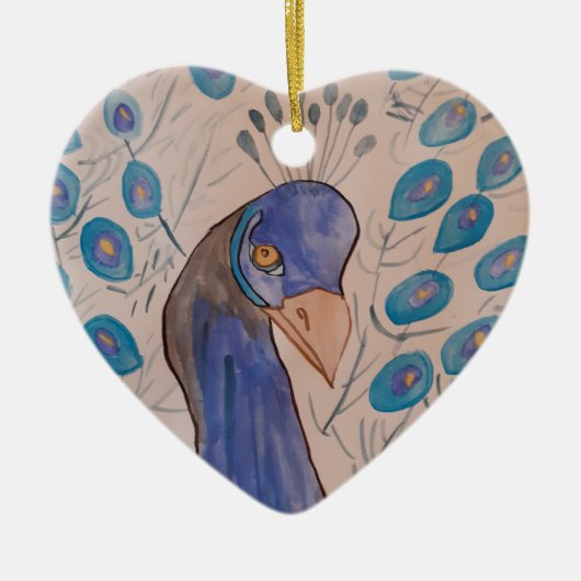 Peacock Blue Ceramic Ornament (Voorkant)
