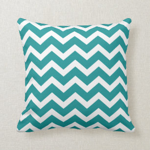 Peacock Blue Chevron Stripe Pillow Kussen