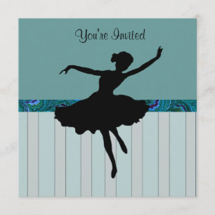 Peacock Blue Dance Party Invitation Kaart