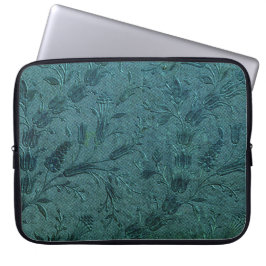 Peacock Blue Embroidery Laptop Sleeve