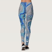 Peacock Blue en Silver Marked Abstract Leggings (Achterkant)