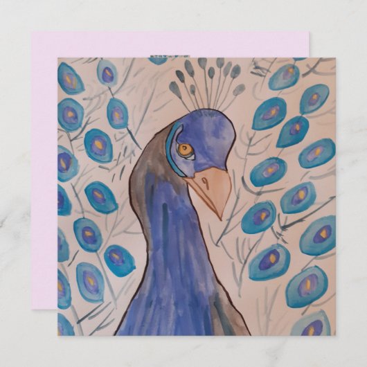 Peacock Blue Flat Wenskaart (Voorkant / Achterkant)