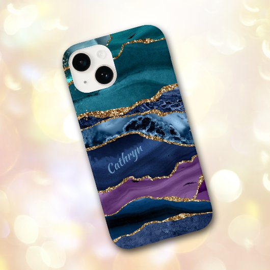 Peacock Blue Gold Laced Abstract Case-Mate iPhone Case