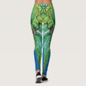 Peacock Blue Green Feather Art Aangepaste tekst to Leggings (Achterkant)