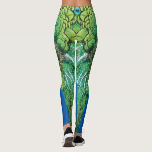 Peacock Blue Green Feather Texture Summer Vibes be Leggings