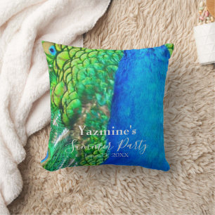 Peacock Blue Green Feather Texture Summer Vibes Kussen