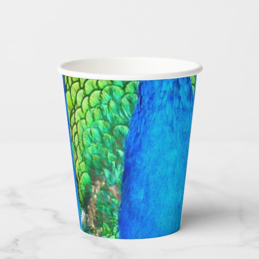 Peacock Blue Green Feather Texture Summer Vibes Papieren Bekers (Achterkant)