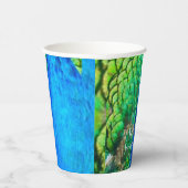 Peacock Blue Green Feather Texture Summer Vibes Papieren Bekers (Rechts)