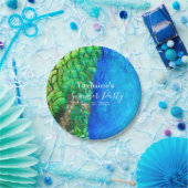 Peacock Blue Green Feather Texture Summer Vibes Papieren Bordje (Feest)