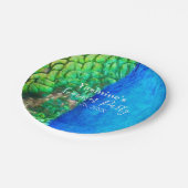 Peacock Blue Green Feather Texture Summer Vibes Papieren Bordje (Gekanteld)