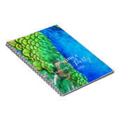 Peacock Blue Green Feather Texture Summer Vibes Sq Notitieboek (Rechterzijde)