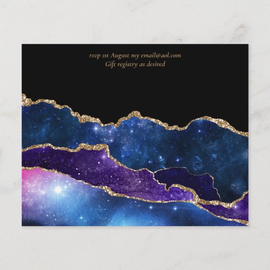 Peacock Blue Green Gold Agate Wedding nodigt CHEAP (Achterkant)