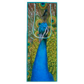 Peacock Blue Head met kleurrijke staartopperen Wijn Cadeautas (Voorkant)