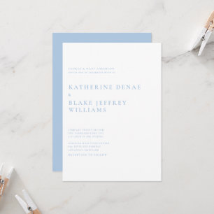 Peacock Blue Modern Wedding Invitation Kaart