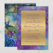Peacock Blue Paars Abstract goudhuwelijk Kaart (Voorkant / Achterkant)