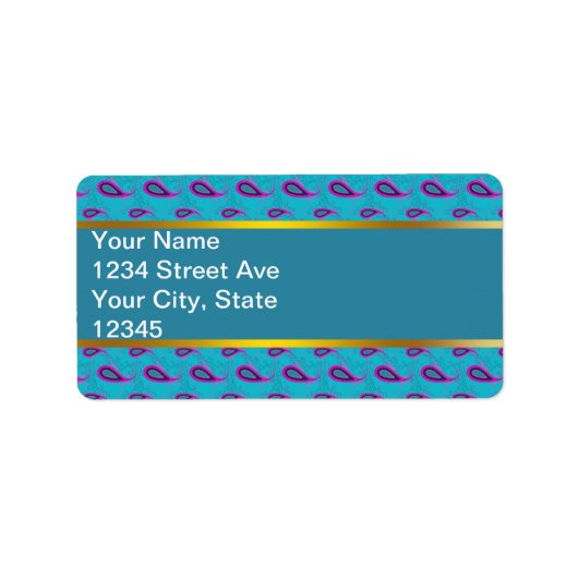 Peacock Blue Paisley Etiket (Voorkant)