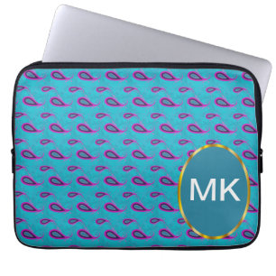 Peacock Blue Paisley Laptop Sleeve