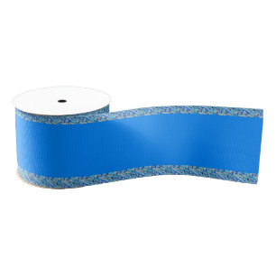 Peacock Blue Patterned Grosgrain Ribbon Lint