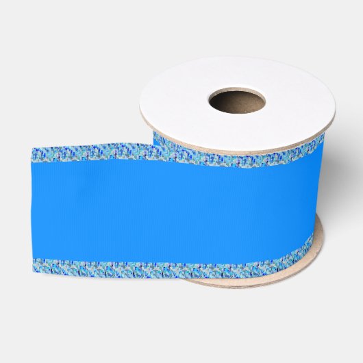 Peacock Blue Patterned Grosgrain Ribbon Lint (Spoel)
