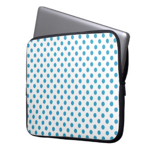 Peacock Blue Polka Dots Circles Laptop Sleeve