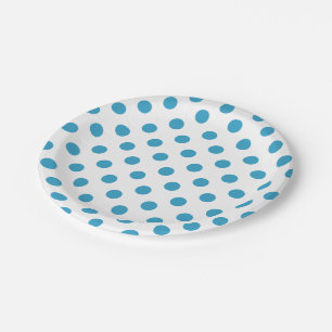 Peacock Blue Polka Dots Circles Papieren Bordje