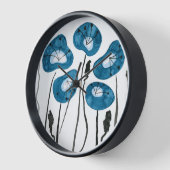 Peacock Blue Poppies, Abstracte Waterverf Flowers (Hoek)