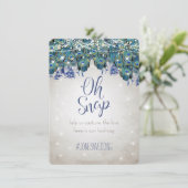 Peacock Blue Silver OH Snap Mariage Hashtag Cartes (Debout devant)