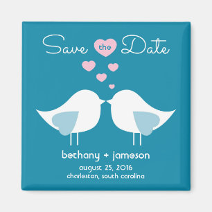 Peacock Blue Tortelduifjes Save the Date Magnet Magneet
