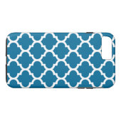 Peacock Blue White Moroccan Quatrefoil Pattern #5 Case-Mate iPhone Case (Achterkant (Horizontaal))