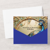 Peacock bruiloft & diner repetitie  chic all in one uitnodiging (Achterkant)