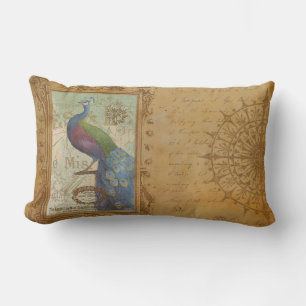  Peacock Bruin Antiek Papier Lumbaal Kussen