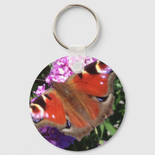 Peacock Butterfly en Buddleia Sleutelhanger