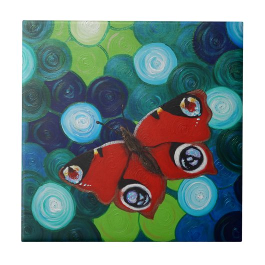 Peacock Butterfly Painting Tegeltje (Voorkant)