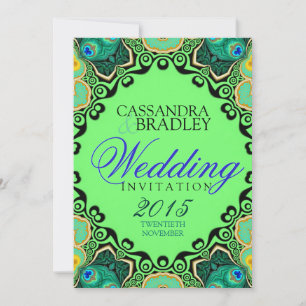 Peacock Butterfly Tribal Wedding Invitations Kaart