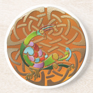 Peacock Celtic Deco Jeweled Zandsteen Onderzetter