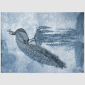 Peacock Chinoiserie Blue in White Floral Decoupage Tissuepapier (Voorkant)