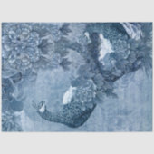 Peacock Chinoiserie Floral Blue White ontlepage Tissuepapier (Voorkant)