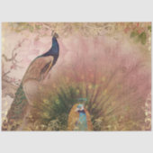Peacock Chinoiserie Peony Floral Gold Decoupage Tissuepapier (Voorkant)