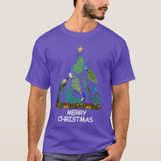 Peacock Christmasree Vrolijk kerstgezin T-shirt