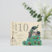 Peacock Colors Paisley Mariage Numéro de table (Debout devant)