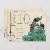 Peacock Colors Paisley Mariage Numéro de table (Devant / Derrière)