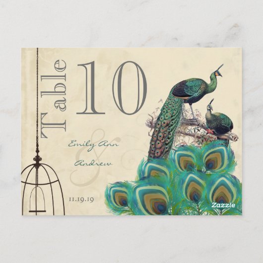 Peacock Colors Paisley Mariage Numéro de table (Dos)