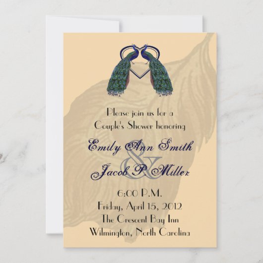  Peacock Couple's Shower Invitations Kaart (Voorkant)